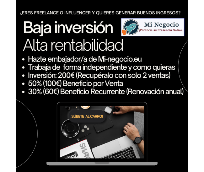 Únete a Mi-Negocio.eu. Aumenta tus Ganancias como Freelance o Influencer