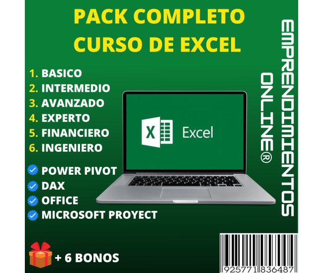 Pack Completo Curso de Excel + 6 Bonos de Regalo