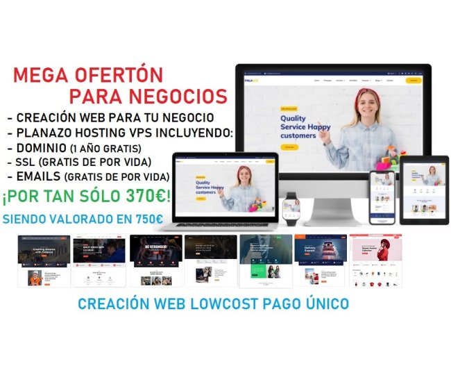 Web LowCost de Negocio con Hosting y Dominio + Emails + SSL Gratuitos